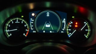 black and white car instrument panel cluster